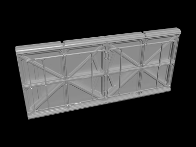 Transparent Metal Frame Structural Component With Industrial Cross Support Design 3d model