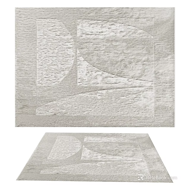 Modern Square Rug With Geometric Patterns And Textured Surface For Contemporary Living Space 3d model 