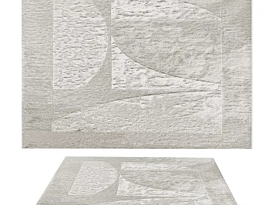 Modern Square Rug With Geometric Patterns And Textured Surface For Contemporary Living Space 3d model