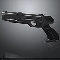 Modern Futuristic Pistol With Sleek Metallic Finish And Black Grip Design
