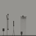 Modern Black Wall Mounted Shower System With Square Rain Head And Handheld Sprayer
