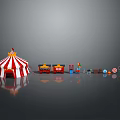 Kids Bed With Red White Striped Tent And Toy Train Balloon Target
