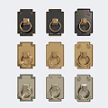 Decorative Square Base Ring Design Handles with Patterns in Gold Gray Beige for Home Furniture
