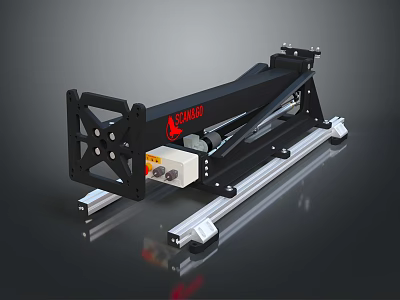 SCANDO Black Mechanical Linear Slide Industrial Equipment With Metal Rails 3d model