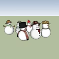Cute Snowmen Characters With Different Hats And Colorful Scarves For Winter