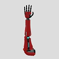 Red Robotic Arm Engineering Design With Detailed Mechanical Structure And Black Parts