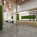 Modern Bright Lobby Interior With Large Windows Green Living Walls And Sofas 3d model