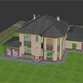Single Family Home Gray Roof Beige Exterior With Covered Porch Stone Accents And Green Lawn
