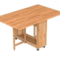 Wooden Dining Table With Rectangular Top And Storage Cabinet On Wheels