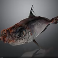 Vibrant Deep Sea Fish With Visible Organs Large Eyes Sharp Spines And Open Mouth