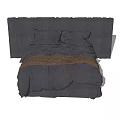 Cozy Gray Double Bed With Soft Bed Linens Upholstered Headboard And Brown Blanket