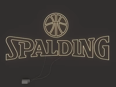 Creative Basketball Shaped Neon Light With Spalding Lettering Decorative Lighting Set 3d model