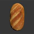 Fresh Golden Crusty Bread With Sliced Patterns On Black Background