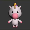 Cute Unicorn Plush Toy With Pink Body Pink Nose Small Golden Horn And Rainbow Mane