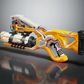 Advanced Futuristic Sci-Fi Weapon With Yellow White Mechanical Grip Barrel And Energy Chamber