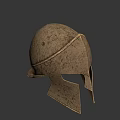 Ancient Spartan Warrior Bronze Helmet With Classic Design And Battle Gear