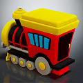 Colorful Electric Toy Train With Red Body Yellow Roof And Blue Windows