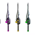 Fantasy Style Tridents With Different Colored Gems And Striped Handles