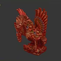 Colorful Mythical Creature Sculpture With Dragon Head Phoenix Wings Intricate Decorations And Ornate Base