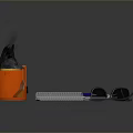Black Fashion Hat In Orange Container With Notebook Pen And Glasses