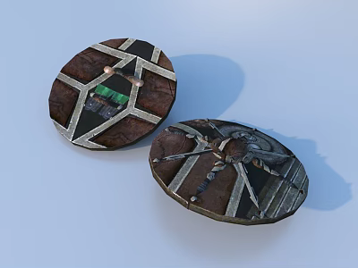 Decorative Oval Items with Geometric Patterns Textured Surfaces Brown Green Metallic Accents Home Decoration 3d model