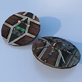 Decorative Oval Items with Geometric Patterns Textured Surfaces Brown Green Metallic Accents Home Decoration