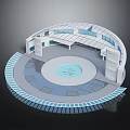 Modern Circular Interior Design With Transparent Roof Central Element And Seating Platforms