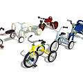 Colorful Kids Bicycles with Training Wheels and Tricycles in Various Styles