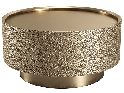 Elegant Gold Round Coffee Table With Textured Surface And Sturdy Base 3d model
