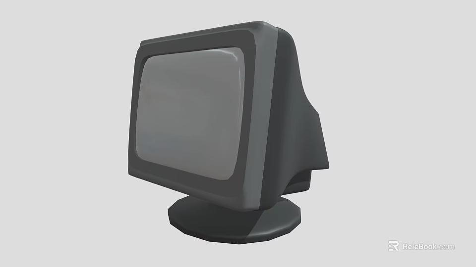 Vintage CRT Television With Bulky Design Square Screen And Black Base 3d model 