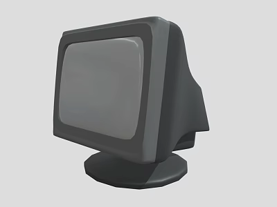 Vintage CRT Television With Bulky Design Square Screen And Black Base 3d model