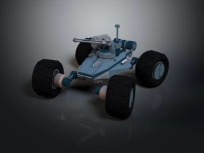 Sci Fi Robotic Exploration Vehicle With Large Wheels And Top Equipment 3d model