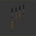 Three Different Sizes Yellow And Black Toy Weapon Models With Design Details