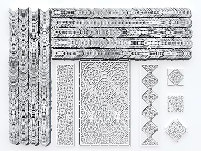 Decorative Room Dividers With Wavy Patterns Intricate Cutouts And Geometric Designs 3d model