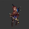 Detailed Fantasy Game Movie Character With Wizard Hat Bow Dragon Wing And Blue Outfit