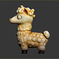 Cute Fluffy Yellow Llama Toy With Curly Hair And Soft Texture Design