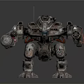 Battle Ready Sci Fi Mech Warrior With Metal Armor And Combat Weapons 3d model