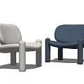 Modern Leisure Chairs in White and Navy Blue with Curved Backrest and Cylindrical Legs