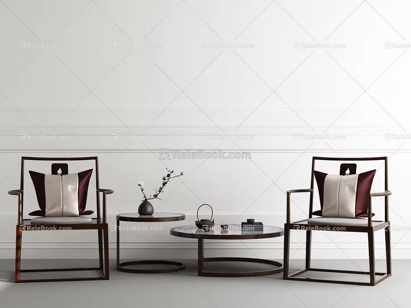 New Chinese Style Casual Sofa Combination Table and Chair Coffee Table 3d model