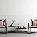 New Chinese Style Casual Sofa Combination Table and Chair Coffee Table 3d model
