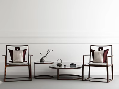 New Chinese Style Casual Sofa Combination Table and Chair Coffee Table 3d model