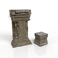 Ancient Stone Structures In Modern Setting With Tall And Short Brick Details 3d model