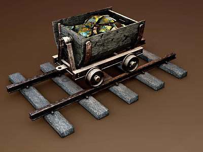 mine car mining car rail car rail 3d model