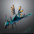 Fantasy Creature Character With Colorful Feathers And Glowing Wings