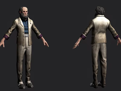 Man in Suit 3D Model with Front and Back View and Detailed Clothing 3d model