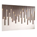 Modern Accent Wall With Vertical Metal Strips And Embedded Illuminated Design Features 3d model