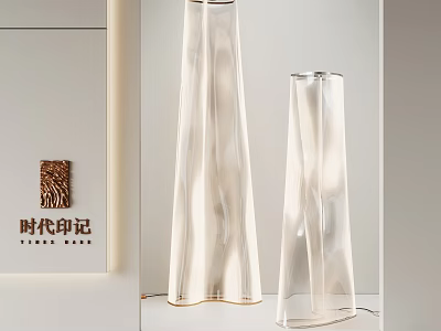 Elegant Transparent Floor Lamps With Modern Cylindrical Design In Minimalist Room 3d model