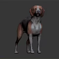 Brown and Purple Dog 3D Model Standing on Dark Shiny Background Surface