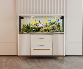 Modern Fish Tank Glass Fish Tank Aquarium Display Cabinet Side Cabinet 3d model