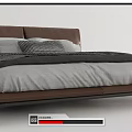 Modern Minimalist Double Bed With Leather Headboard Gray White Bedding And Black Metal Legs